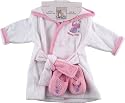 Luvable Friends Bath Robe with Slippers - Woven Terry in Pink