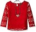 My Michelle Girls' Big Long Sleeve Lace Top with Necklace and Keyhole Back