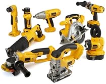 DEWALT DC9PAKRA Heavy-Duty 18-Volt Cordless 9-Tool Combo Kit with Hammer Drill/Driver, Circular Saw, Reciprocating Saw, Right-Angle Drill, Cut-Off Tool, Jig Saw, High-Torque Impact Wrench, Cut-Out Tool, Flexible Floodlight, 2 Batteries, Charger, and 2 Bags