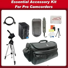 Sony HDR-AX2000 Pro Accessory Pack: Pro Series Soft Padded Carrying Case, Replacement NP-F970 Battery Pack, Rapid External Wall Charger w/ Car Adapter, Cleaning Kit, Gold Plated HDMI Cable and more...