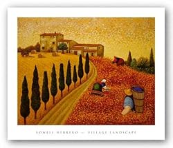 Village Landscape by Lowell Herrero 28"x22" Art Print Poster