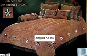 Western Bedding Brown Cream Patched Star 7 Piece Full