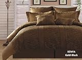Duck River Textile Kenya Zebra Leopard 8-Piece Queen Comforter Set, Gold Black