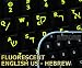 Glowing fluorescent Hebrew - English keyboard sticker