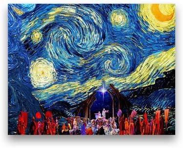 Starry Night in Bethlehem Sylvia Thornton Print Poster 11x8.5