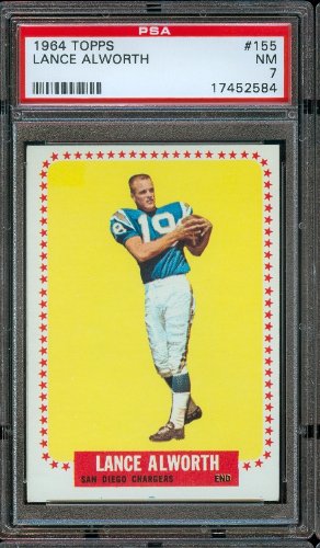 1964 Topps #155 Lance Alworth San Diego Chargers Football Card Professionally Graded PSA 7 NM