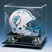 Deluxe Mini Football Helmet Display Case with Mirrored Back and Gold Risers