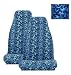 Set of 2 Universal-fit Dragon Fire Flame Print Front Bucket Seat Cover - Blue
