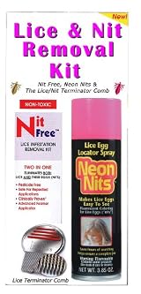 Lice and Nit Removal Kit. 3 Product Kit includes (DARK HAIR, PINK Neon Nits, FORMULA) Ginesis Nit Free Lice Removal Treatment Shampoo, Neon Nits Lice Egg (Nit) Locator Spray and Nit Free Terminator Comb. Non-Toxic 3 Product Combo Special