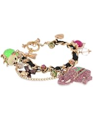 Betsey Johnson "A Day at the Zoo" Elephant Multi-Charm Toggle Bracelet, 7.5"
