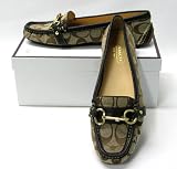 AUTHENTIC COACH SCARLET KHAKI SIGNATURE LOAFERS SHOES A2244