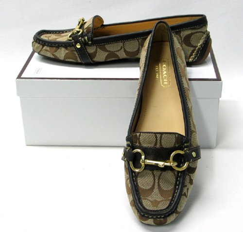 COACH SCARLET KHAKI SIGNATURE LOAFERS SHOES