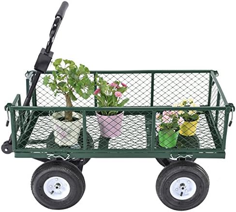 Heavy Duty Utility Wheelbarrow Wagon Cart Lawn Dump Trailer Yard Garden Steel