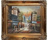 Art Reproduction Oil Painting - Closeout Deals: Evening View Of The Eiffel with Renaissance Bronze Frame - Bronze Finish - 30 X 34 - Hand Painted Framed Canvas Art