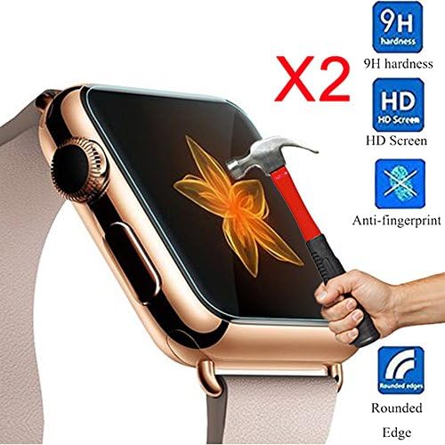 2 Pack 38mm Apple Watch Screen Protector, Realsc Premium Glass Screen Protector For 38mm Apple Watch iWatch, 9H HD Clear Anti-scratch Guard Film Easy Install[Lifetime Warranty]