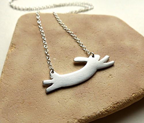 Fine Silver Leaping Rabbit Pendant on a Sterling Silver Chain