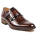 UVS10 Men's Dark Brown Double Monk Strap Cap Toe Slip On Loafers Dress Shoes