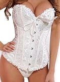 Corset Buy Slashing Sexy V White Brocade Overbust Corset