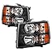 Xtune HD-JH-CS07-LED-BK Headlight (Chevy Silverado 1500 07-13 2500HD/3500HD 07-14 Crystal s With DRL LED Design - Black)