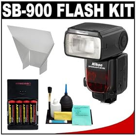 Nikon SB-900 Speedlight Flash + AA Batteries with Charger + Bounce Flash Reflector + Accessory Kit for Nikon D5000, D3000, D700, D300s, D300, D200, D90, D80, D60 & D40 Digital SLR Cameras