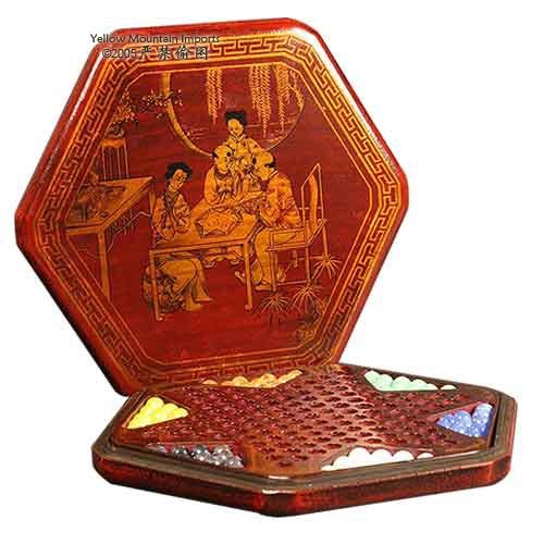 CHINESE CHECKERS Halma Game Set in Leather Box-image