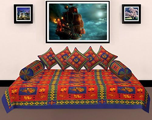 Indian Handmade Kantha Stitch Work Deewan Size Cotton Bedsheet Traditional Rajasthani Bed Sheet