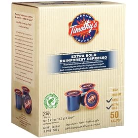 Timothy's World Coffee Rainforest Extra Bold Espresso K-Cups for Keurig Brewers (Pack of 50)