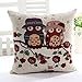 Lijia Cotton Linen Square Throw Pillow Case Decorative Cushion Cover Pillowcase for Sofa Owls 18 