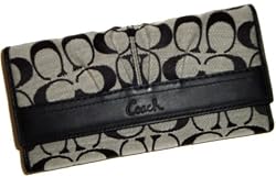 Women's Coach Wallet Soh Plt Signature Checkbook Available in Brown or Black
