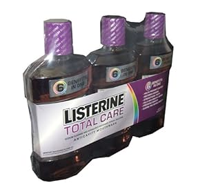 Listerine Total Care Anticavity Mouthwash Fresh Mint Flavor 1 Liter Bottle (Pack of 3)