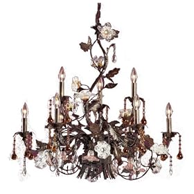 9 Light Chandelier In Deep Rust And Hand Blown Florets By ELK Lighting 85003