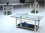 Review -999  / BEAUTIFUL 3 PC COFFEE TABLE SET WITH BEVELLED GLASS