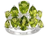7.70CTW PERIDOT WITH .11CTW WHITE TOPAZ STERLING SILVER RING