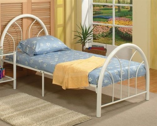3 Pieces Twin Bed in White Finish by Poundex