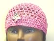 Cp112, Hand Crocheted Multipink Space Dye Polyester Cotton Gimp Skull Cap with Star American Flag for Men, Women and Teens