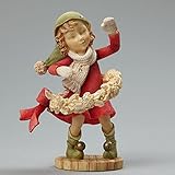 Enesco Heart of Christmas Elf with Wreath Figurine, 3.54-Inch
