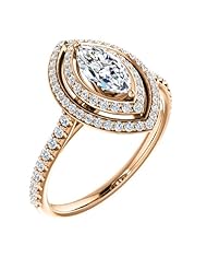 10K Rose Gold Marquise Cut Diamond Double-Halo Ring -- LIFETIME WARRANTY