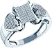 10K White Gold Micro Pave Diamond Ring With 0.20CT Diamonds In Two Hearts And One Square Centerpiece