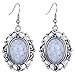 Yazilind Vintage White Oval Stone Dangle Drop Hook Alloy Earrings Women Gift