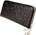 Heshe Women's Genuine Leather Purse Organizer Wallet Zippered Clutch Card Holder