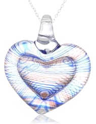 Sterling Silver and Clear Heart Glass Pendant Necklace, 18"
