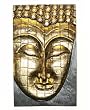 Antique Gold Finish Hand-Carved Buddha Wood Buddha Face Panel