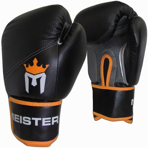 Meister Pro Boxing Gloves Fight Bag Training Sparring UFC Black/Orange 16 Oz