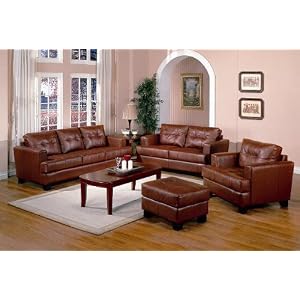 Burnt Orange Classic Leather Sofa Couch