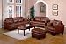2 PCs Burnt Orange Classic Leather Sofa and Loveseat Set