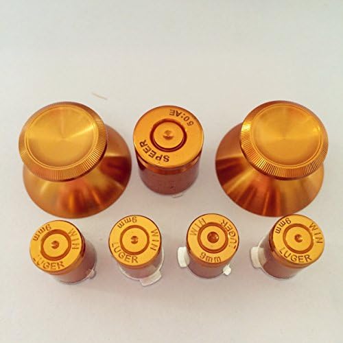 3CLeader® Metal Thumbsticks thumbgrips and Bullet ABXY &amp;Guide Buttons for Xbox360 Controllers Color gold