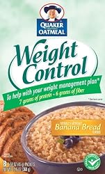 Quaker Instant Oatmeal Weight Control, Banana Bread, 8-Count Boxes (Pack of 4)