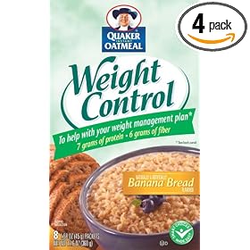 Quaker Instant Oatmeal Weight Management Banana Bread, 12.6-Ounce Boxes (Pack of 4)