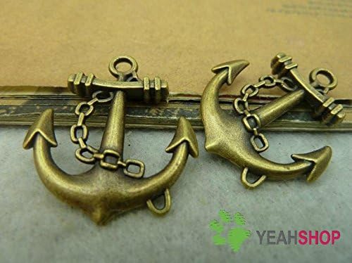 Antique Brass Pendants - Anchor - 27mmx31mm - 10 PCS (JP6)