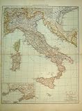 1895 Universal Map Italy Sardinia Malta Capri Sea